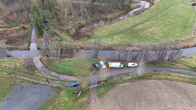 Members of a search and rescue team at the scene at Abberwick Ford on the River Aln near Alnwick.
Pic: PA