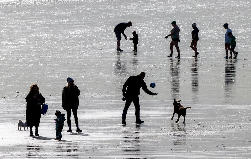 People enjoying Portmarnock Beach, Co Dublin. Photograph: Tom Honan for The Irish Times.