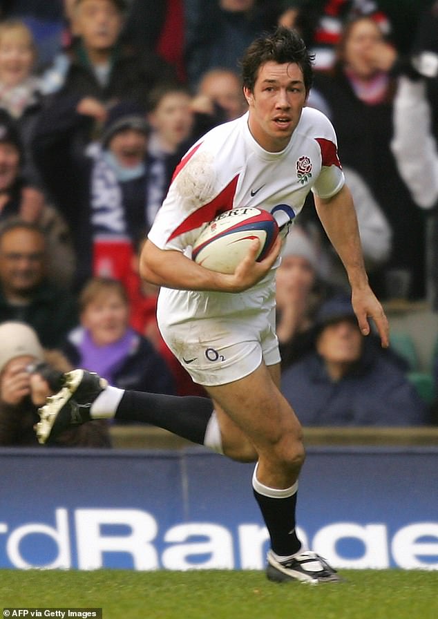 Former England rugby player Tom Voyce (pictured playing for England in 2005) is believed to have died after apparently trying to cross a flood-swollen river in his car during Storm Darragh