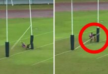 Rugby player suffers ‘craziest injury’ as crossbar falls on his head