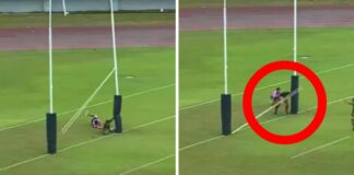 Rugby player suffers ‘craziest injury’ as crossbar falls on his head