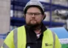 PPP Carl Walmsley at work at Sellafield is wearing a hi-vis jacket yellow jacket and hard hat.