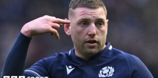 Scotland captain Finn Russell (left) in training