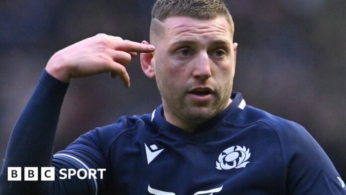 Scotland captain Finn Russell (left) in training