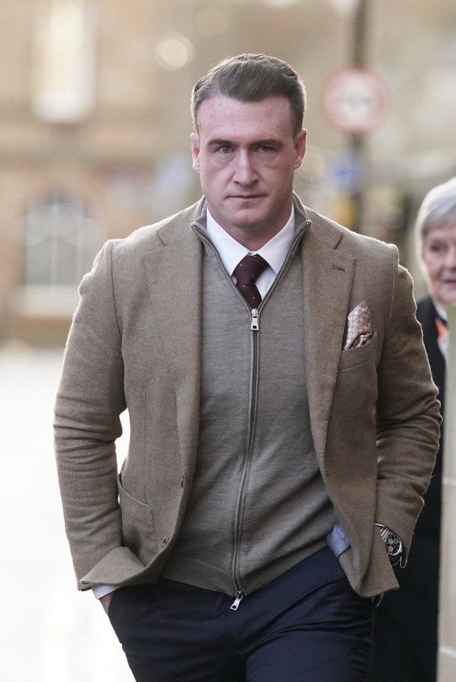 Former Scotland rugby captain Stuart Hogg arrives at Jedburgh Sheriff Court to be sentenced after he admitted abusing his estranged wife over the course of five years. Picture date: Thursday December 5, 2024. PA Photo. See PA story COURTS Hogg. Photo credit should read: Owen Humphreys/PA Wire