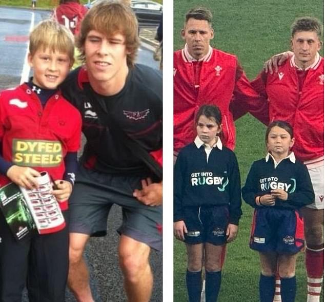 He said it was 'nuts' playing alongside his childhood hero Liam Williams (pictured together in both images)