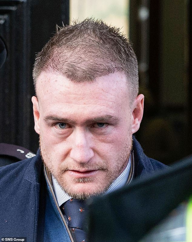 Shamed rugby star Stuart Hogg leaves his sentencing trial at Selkirk Sheriff Court on January 9