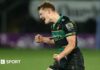 Fin Smith is elated following his match-winning penalty for Northampton Saints against Bath