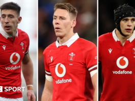 Josh Adams, Liam Williams and Dafydd Jenkins