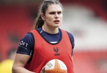 US rugby star Ilona Maher celebrates her first start for Bristol Bears with a try