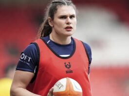 US rugby star Ilona Maher celebrates her first start for Bristol Bears with a try
