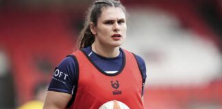 US rugby star Ilona Maher celebrates her first start for Bristol Bears with a try