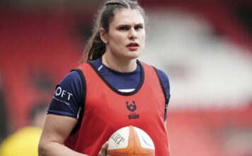 US rugby star Ilona Maher celebrates her first start for Bristol Bears with a try
