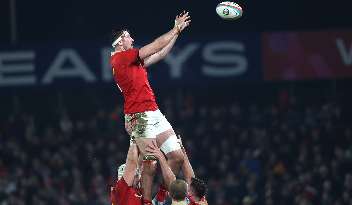 BKT United Rugby Championship, Thomond Park, Limerick 2712/2024 Munster vs Leinster Munster's Tom Ahern. Pic: INPHO/Bryan Keane