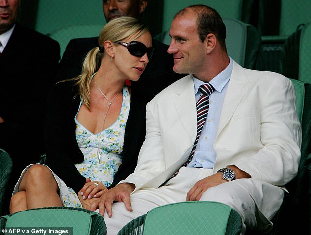 Lawrence Dallaglio and his then girlfriend Alice attend the Wimbledon Tennis Championships in London in June 2005