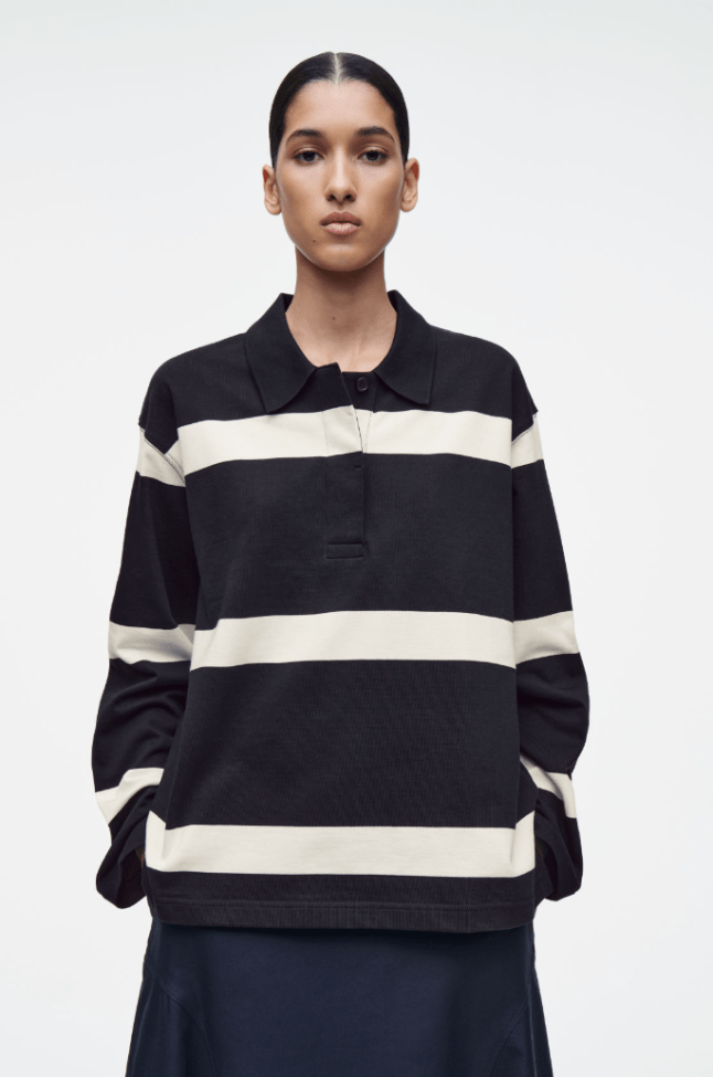 Relaxed Striped Long Sleeved Polo Shirt from COS