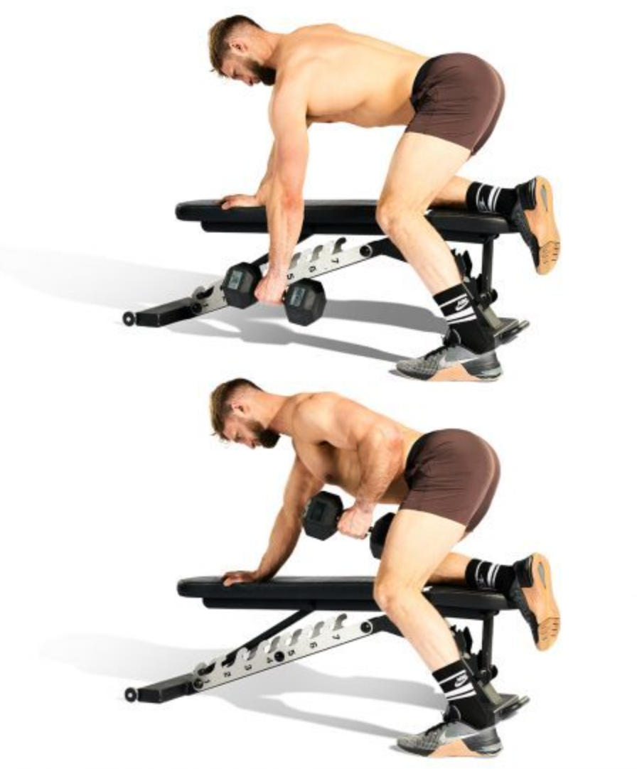 three point single arm dumbbell row