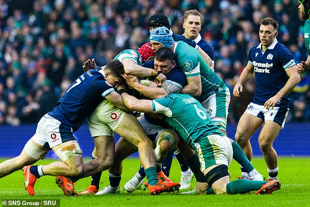 Rory Sutherland is squeezed out as the Irish take a firm grip on proceedings at Murrayfield