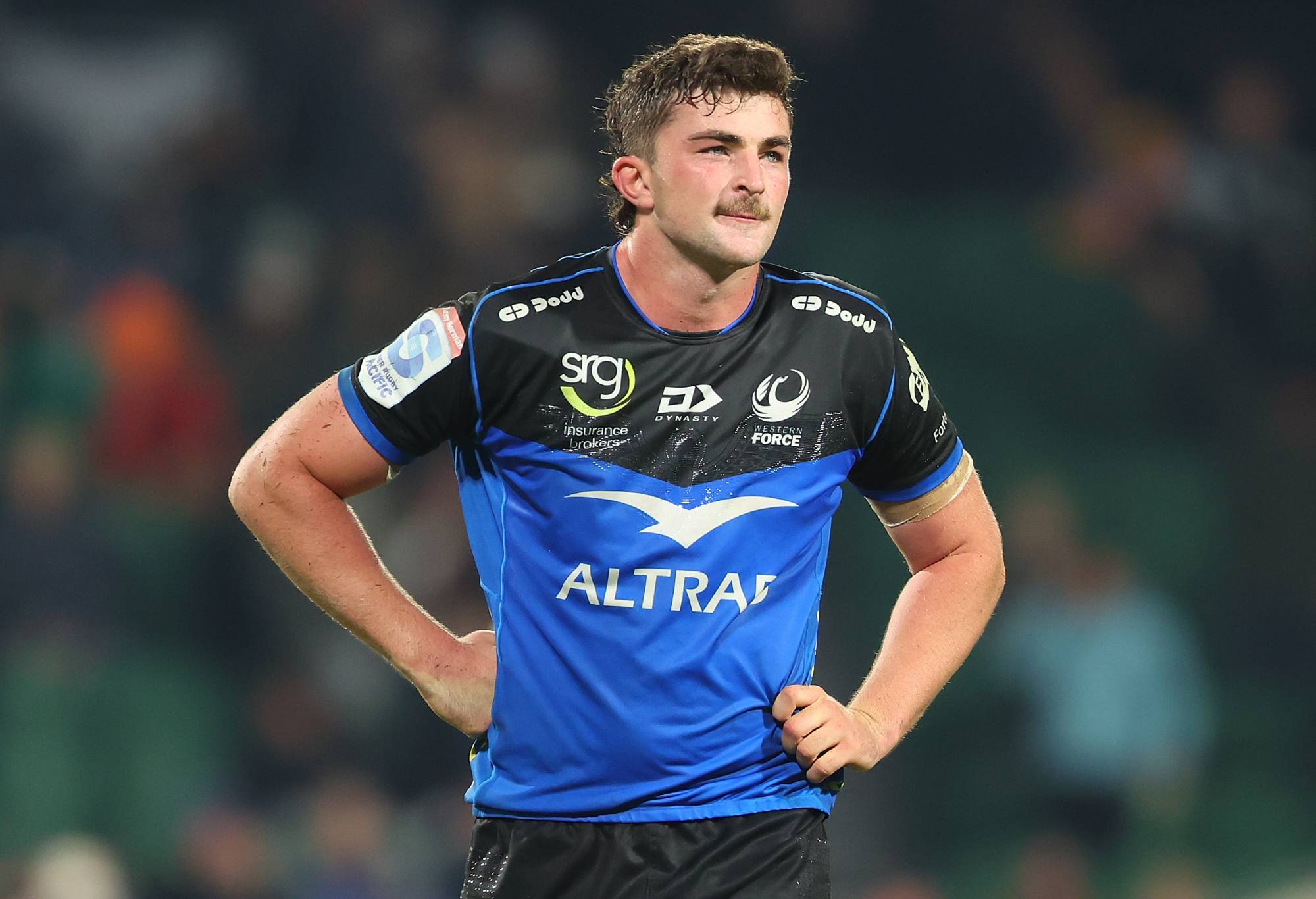 Jeremy Williams of the Force reacts after the loss during the round 15 Super Rugby Pacific match between Western Force and Chiefs at HBF Park, on June 03, 2023, in Perth, Australia. (Photo by James Worsfold/Getty Images)