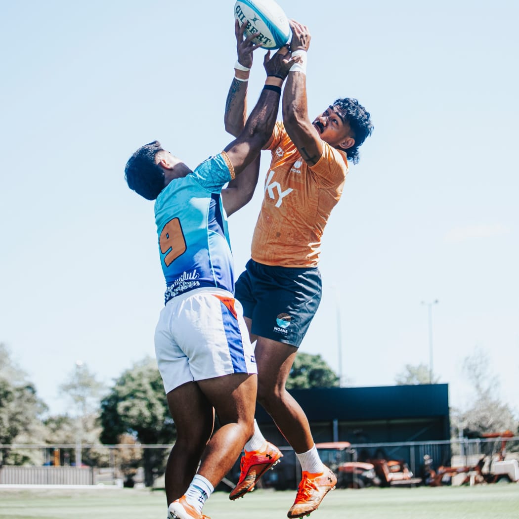 Moana Pasifika players during a training session at the North Harbour Stadium on Wednesday, 26 February 2025.