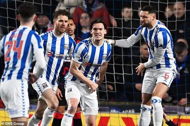 Joe Wright (centre) found the net for Kilmarnock but the hosts could not maintain their fast start