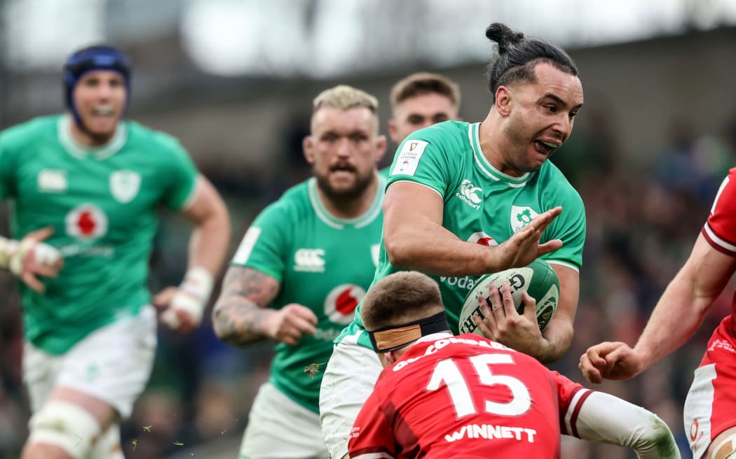 Ireland winger James Lowe in action against Wales.