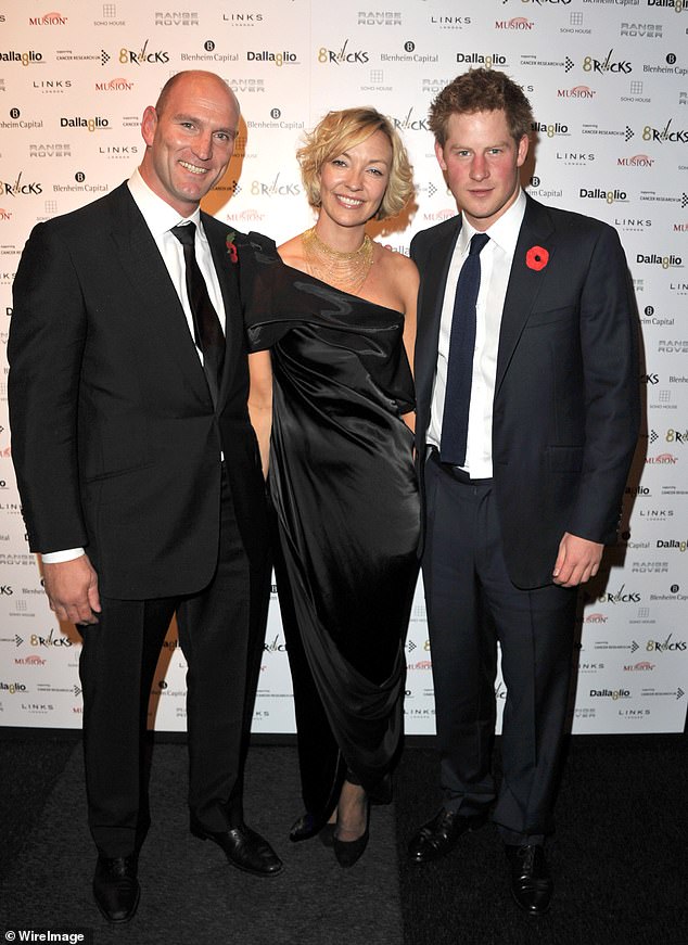 Prince Harry, Alice Dallaglio and Lawrence Dallaglio attend the reception of 8Rocks party from Dallaglio's Foundation in aid of Cancer Research UK in 2010