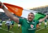 November 5, 2016: Jack McGrath of Ireland celebrates following his team's 40-29 victory during the international match between Ireland and New Zealand at Soldier Field in Chicago.
