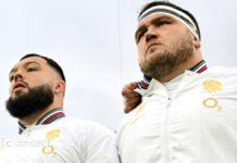 Ellis Genge and Jamie George face down the haka