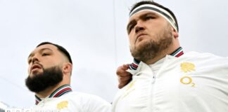 Ellis Genge and Jamie George face down the haka