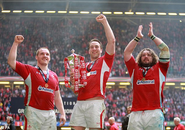 Legends (from left) Gethin Jenkins, Ryan Jones and Adam Jones celebrate Wales' third Grand Slam in eight years in 2012 — a golden period which Whiffin and Co. are determined to recreate