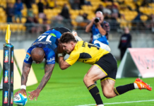 Blues get first win of the season in wild match in Wellington